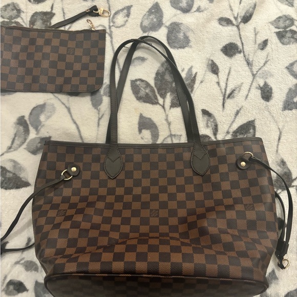 Checkered Brown Tote Bag - Picture 1 of 12